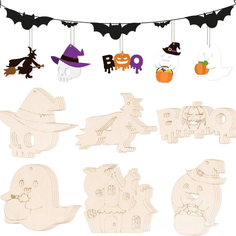 6/18/36PC Wooden DIY Painting Pumpkin Pieces for Halloween Carnival Ghost Festival Prank Party Gift Decoration Gift Pack Filling