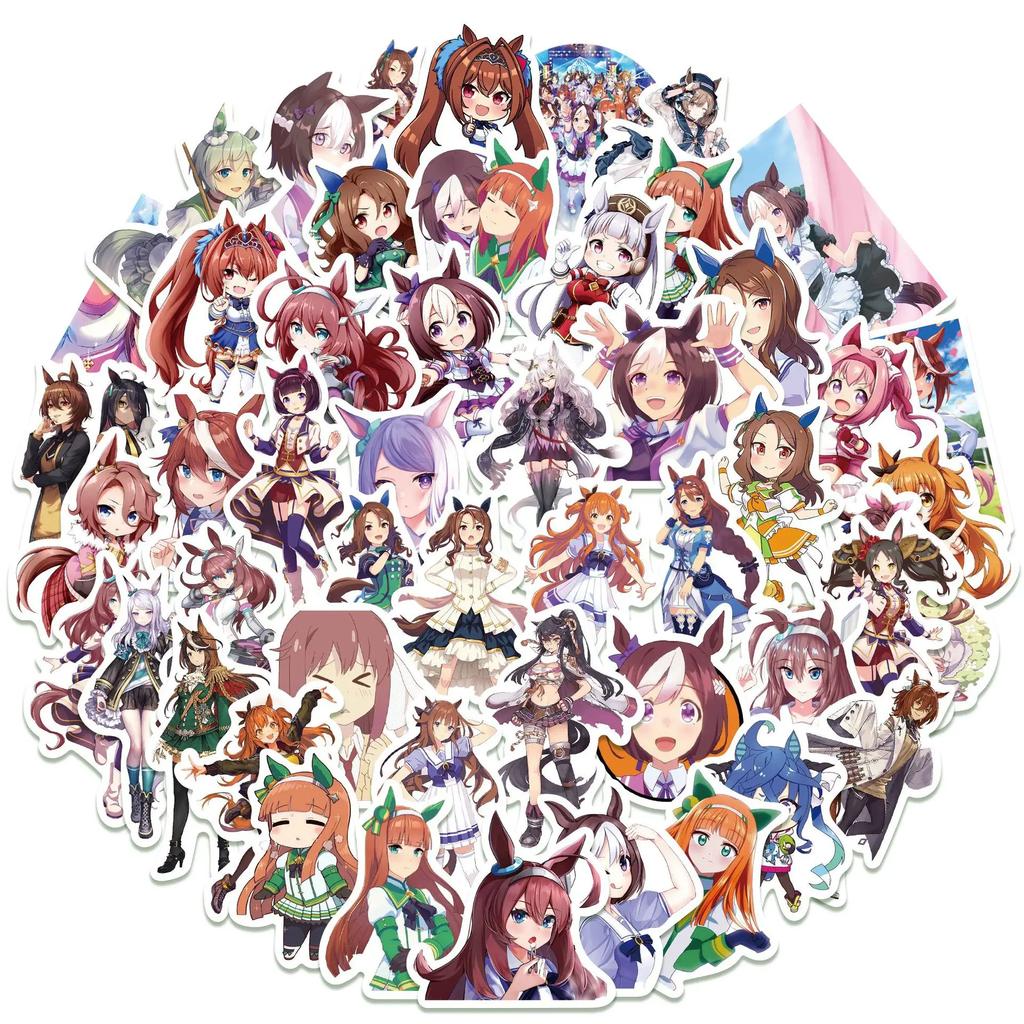 50 шт. Uma Musume Pretty Derby Игровые Граффити Наклейки Аниме Девушка Мультяшная Наклейка Для Гитары Телефона Гитары Кружки Скейтборда Игрушек