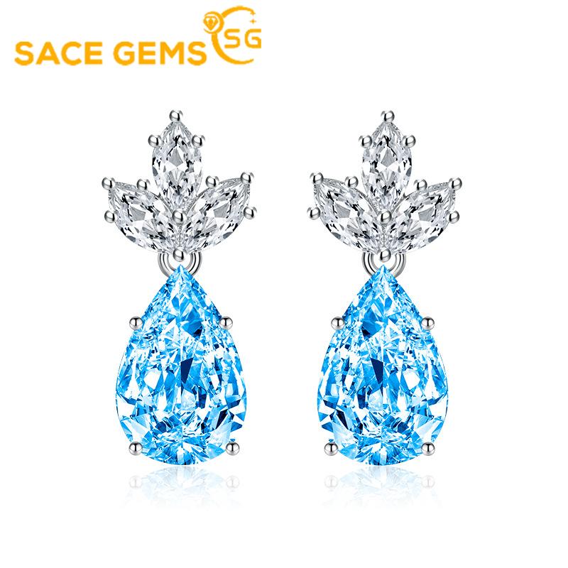 Sace Gems Серьги-капельки с медным цирконом — это новые серьги-капли с синим цветком