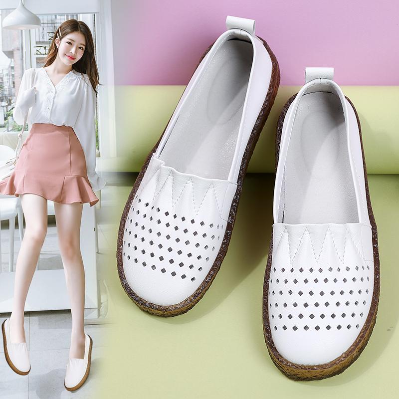 Женские мокасины, лоферы, повседневные, белые, летние, дышащие, мягкие, для медсестры, туфли на плоской подошве, черные, для вождения, для ходьбы, для мамы