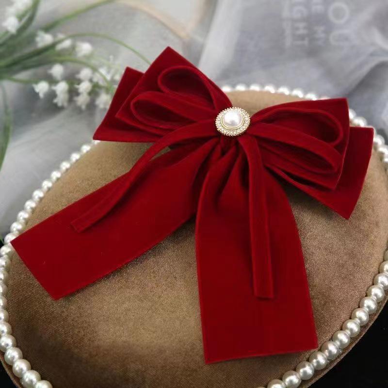 Элегантная французская ретро-заколка-бантик с жемчугом 2023 года – женский головной убор в стиле знаменитостей