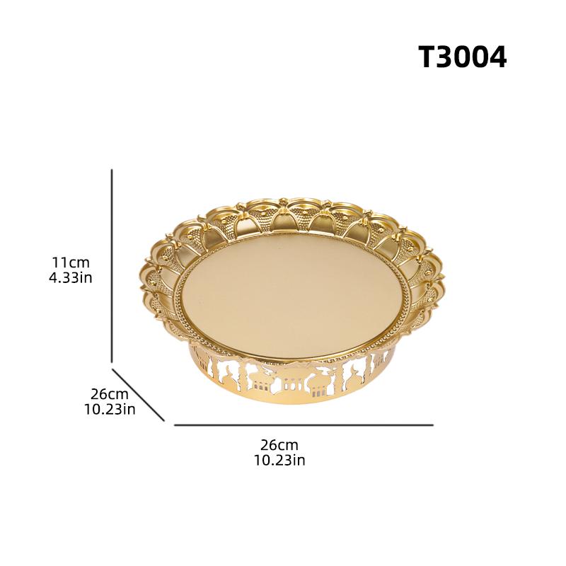 Ид аль-Фитр Золотой фруктовый поднос Креативный Рамадан Металлический фруктовый поднос Блюдо для подачи десертов Многоразовая металлическая декоративная тарелка