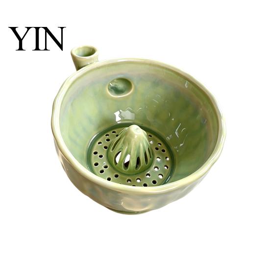 Ceramic Food Preparation Bowl Berry Washing with Detachable Juicing Cone & Drain Rack, Self Rinsing Fruit Multi-functional Kitchen Gadget Basket