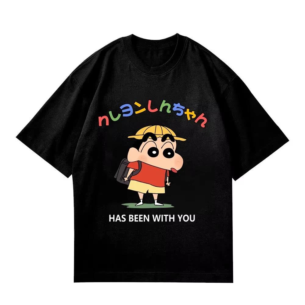 2025 Летняя детская футболка из 100% хлопка Crayon Shin-chan Y2k Уличный повседневный топ для родителей и детей Модная футболка для взрослых