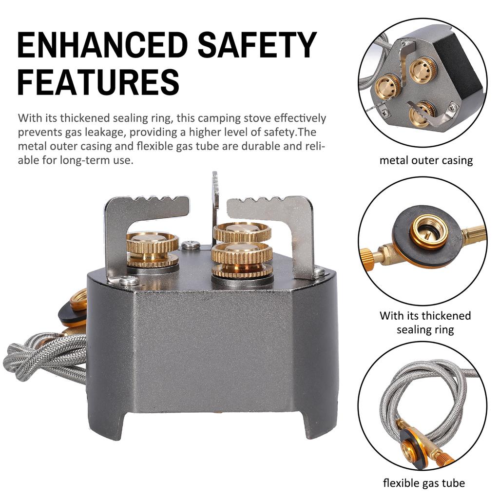 Portable 3-Cores Camping Stove 11800W High-Power GasBurner Stove Backpacking Stove with Adjustable