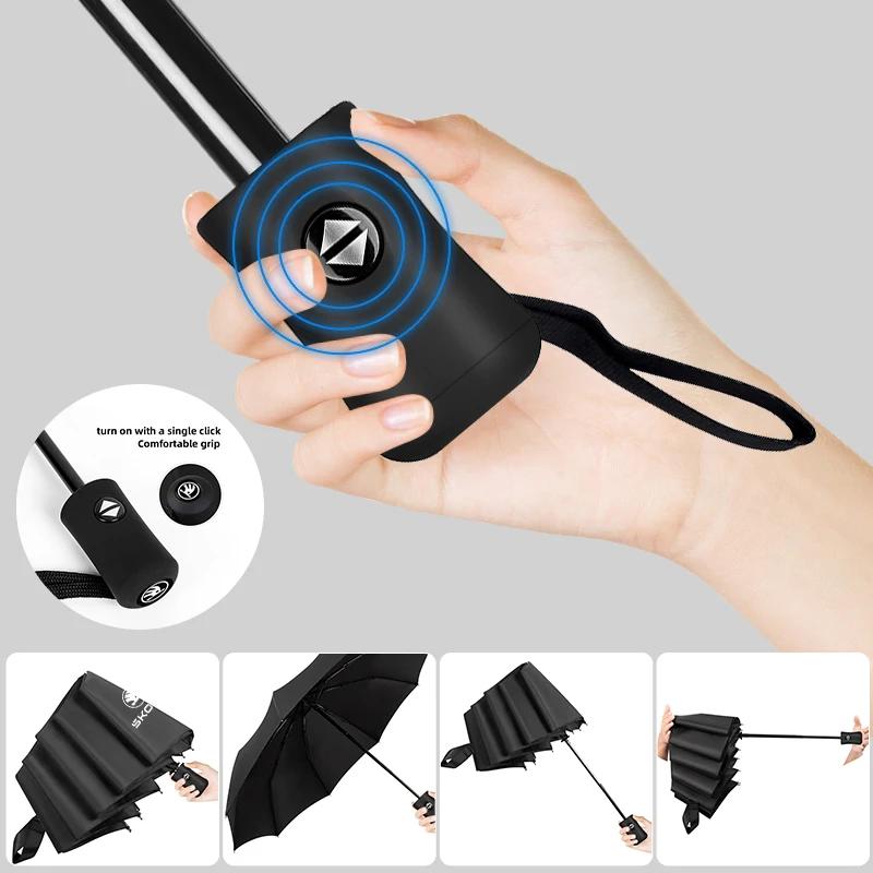 2025 Новый Автомобильный Значок Полностью Автоматический Складной Зонт Солнцезащитный Зонт-Трость Для Skoda Octavia Mk3 Fabia Yeti Kamiq Kodiaq Karoq Rapid