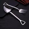Большой размер 18,5 см креативная лопатка в форме ложки и вилки из нержавеющей стали лопатка набор вилок для еды десерт специальные вилки столовые приборы