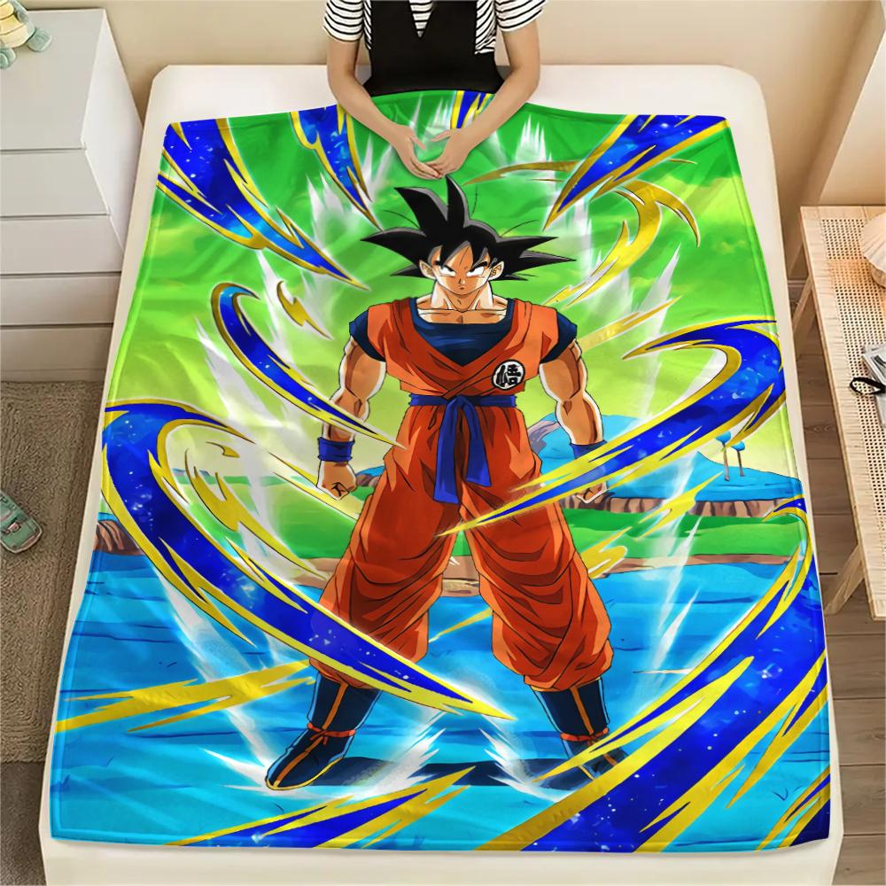 Dragon Ball Character Goku pattern Flannel Blanket, High quality Comfortable for All Seasons, Home Decor, Warmth and Comfort, Perfect for Gifts.