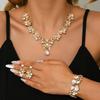 Teardrop Crystal Jewelry Set Rhinestone Matching Kit Chic Pendant Necklace  Date