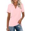 Women's Short Sleeves T Shirts Summer V Neck Shirts Collared Casual Basic Tees Blouse