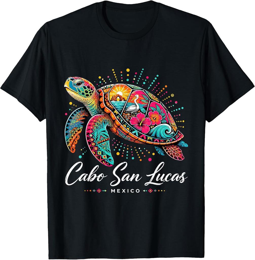 Retro Cabo San Lucas Sea Turtle Trip Souvenir Art Tee - Unique Design