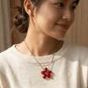 Petal Pattern Beaded Chain Necklace Sweet Sweater Necklace Petal Pendant Necklace  Daily Wear