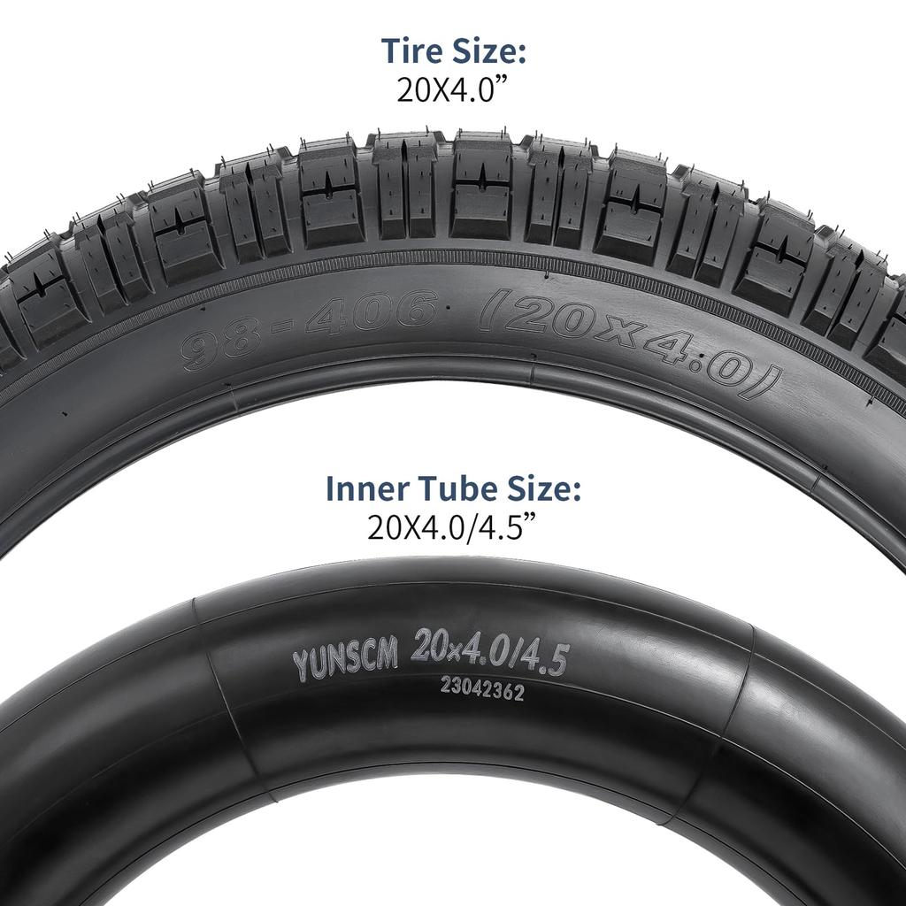 Set of 20 Bicycle Tire Tube Thick American Valve Tire Bicycle Tire Fat Bike Tire Mountain Bike Electric Bicycle Tire 2, 4.0 Tire, 20x4.0 + 32mm,