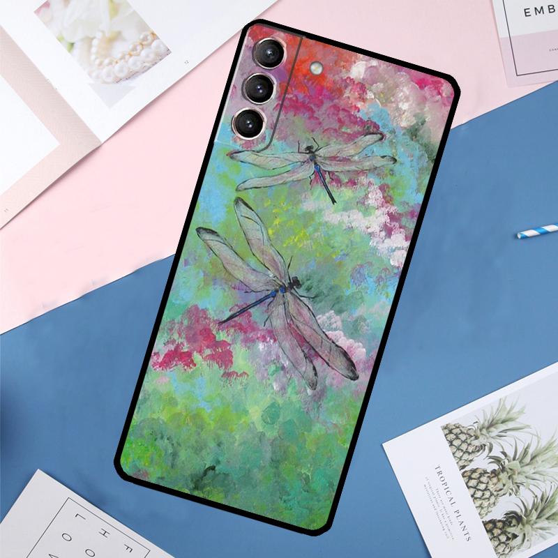 Luxury Dragonfly Case For Samsung Galaxy S24 Ultra S20 S21 S22 S23 S25 Ultra S9 S10 Plus S25 FE Back Cover