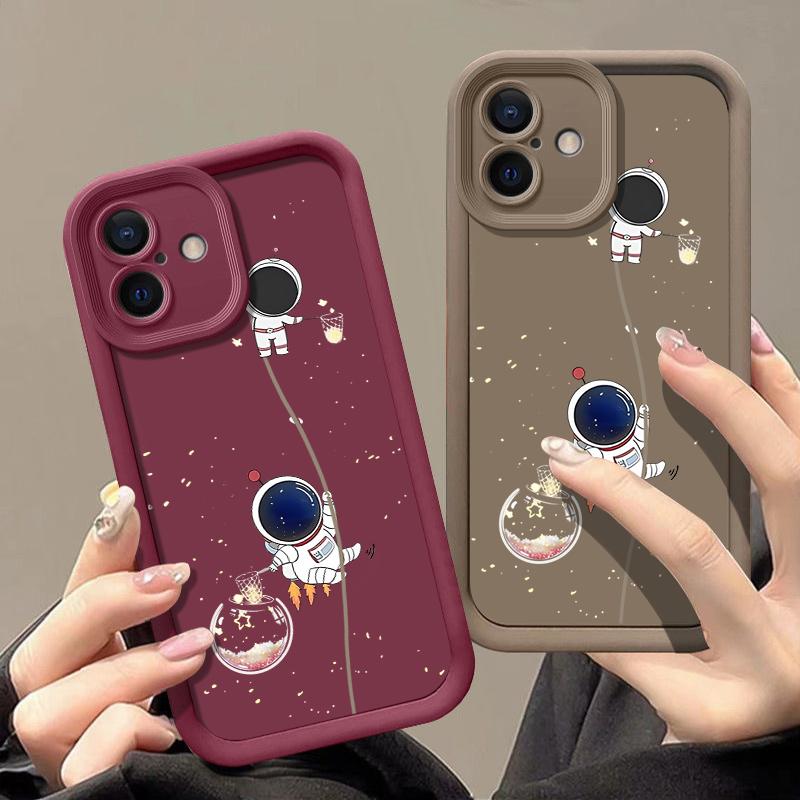Чехол для телефона с астронавтами в космосе iPhone 15 Pro Max 11 12 13 16 14 Plus Силиконовый противоударный чехол Защитная оболочка для объектива
