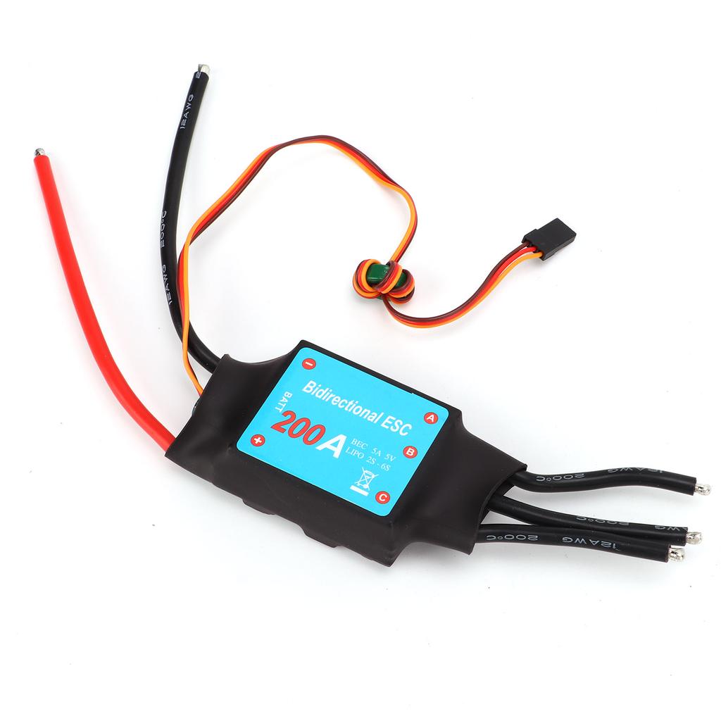 Brushless ESC Black 200A Brushless ESC RC Boat Two Way Water Cooled ESC for RC Boats Underwater