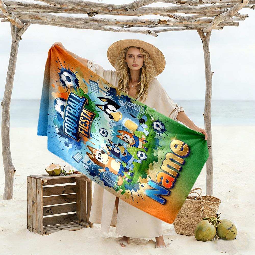 Soccer Fun Friends Personalized Text Beach Towel High Absorbency & Quick-Dry Perfect for Traveling Yoga Camping and Swimming