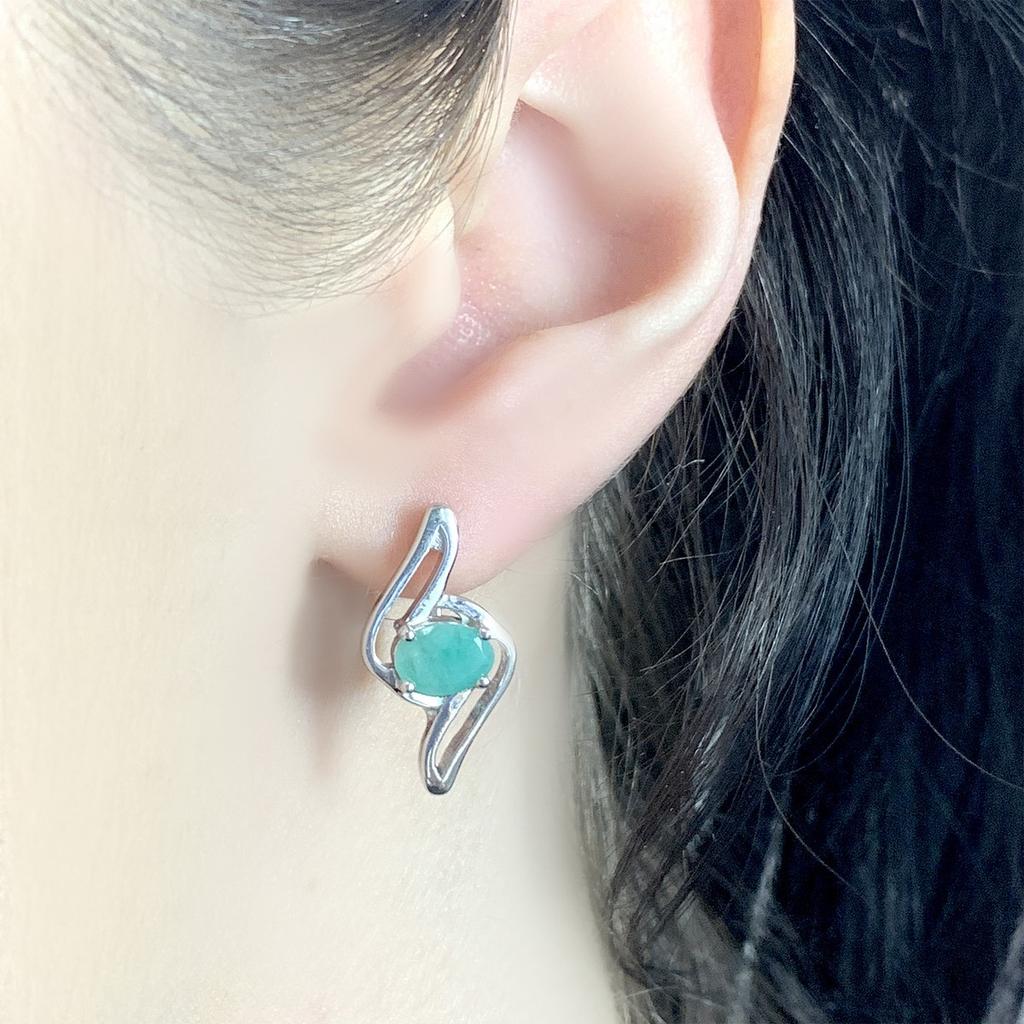 Серебряные серьги с натуральным изумрудом 1.39ct (2010937)