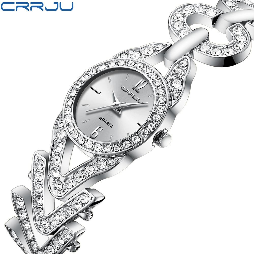 CRRJU Women's Watch Women's Watch Bracelet Watch Bracelet Watch Gold Stylish Diamond Set Women's Watch