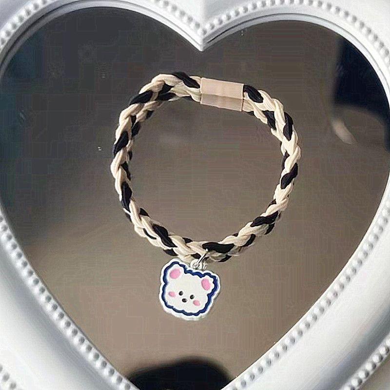 Original Two-Color Braided Little Bear Couple Bracelets & Hair Ties - Korean Version