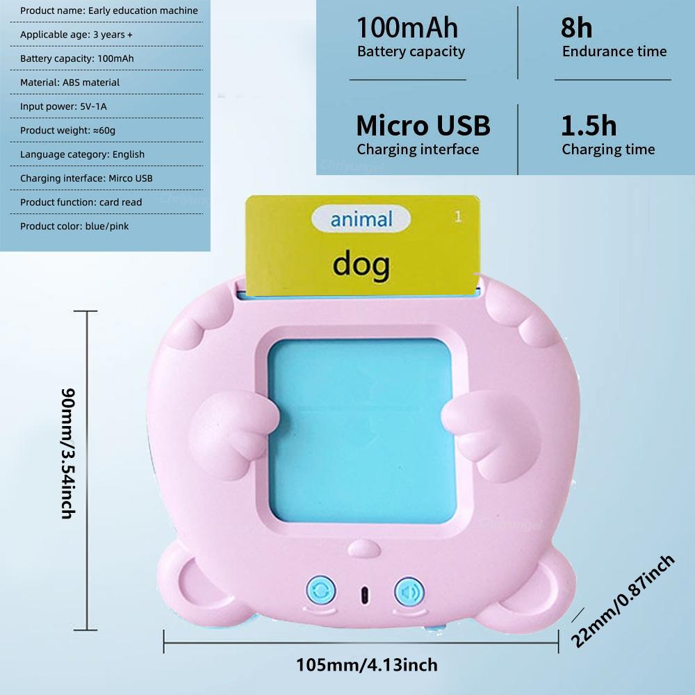 Talking Flash Cards for Kids Early Learning Educational Toy with Audio Sounds Montessori Language Development Toddler Flashcards