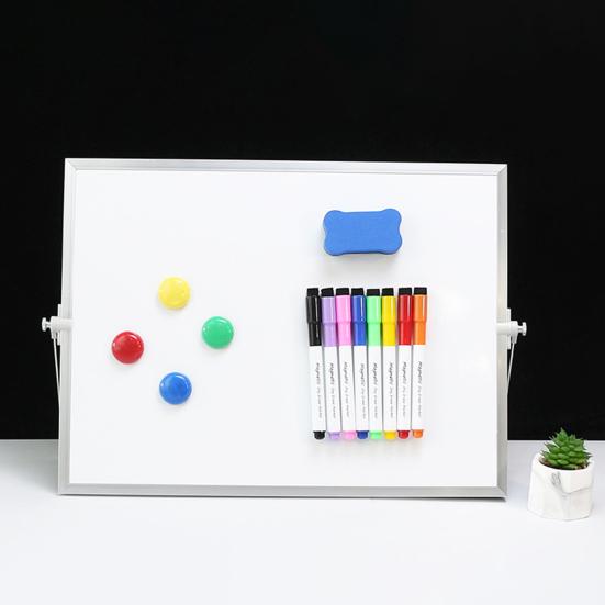 Desktop Whiteboard Double-Sided Magnetic with 360 Degree Rotatable Bracket Portable Writing Board for Home Office