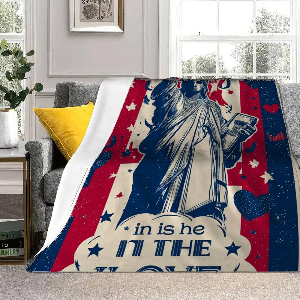 Statue of Liberty design Flannel printed blanket suitable for all seasons suitable for living room office sofa and travel