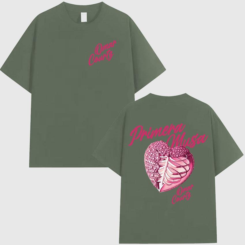 Rapper Omar Courtz Primera Musa 2025 Heart Graphic Tshirt Mens Clothing Hip Hop T Shirt Summer Top Oversized Tshirts Streetwear