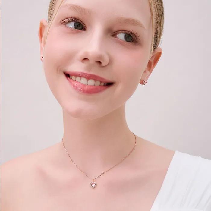Серебряное ожерелье с розовым сердцем Lumiere RA25D19J