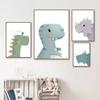 Nordic Lovely Nursery Cartoon Art Canvas Painting Alphabet Animals Dinosaur Posters Picture Nursery Kids Room Wall  Home Decor