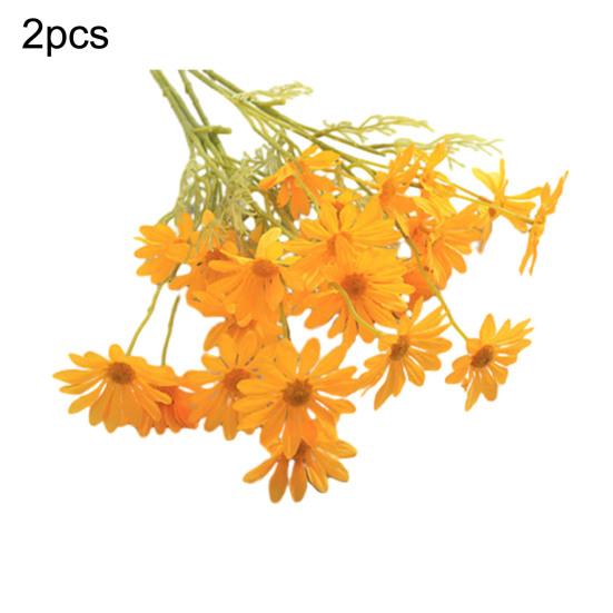Искусственные цветы Букет хризантем 2 или 5 стеблей 21 дюйм Реалистичный шелк пластик Симуляция Дизайн Устойчивый к УФ Выцветанию Поддельные цветы Дом