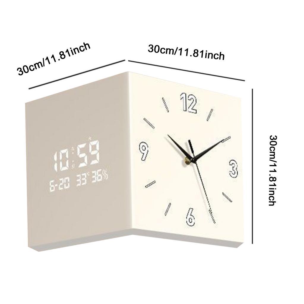 Угловые часы Двусторонние настенные часы Искусство Бесшумные квадратные электронные часы для