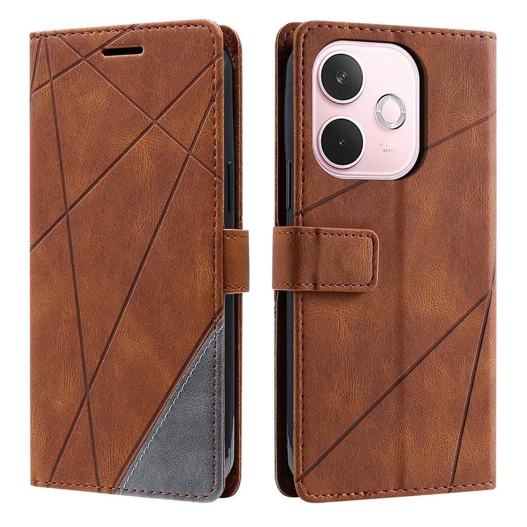 Phone Case For Oppo A5 Pro 4G (Global)/5G (Global)/A5 Energy 5G (China),Imprinted Lines PU Leather Splicing Wallet Cover with Wrist Strap