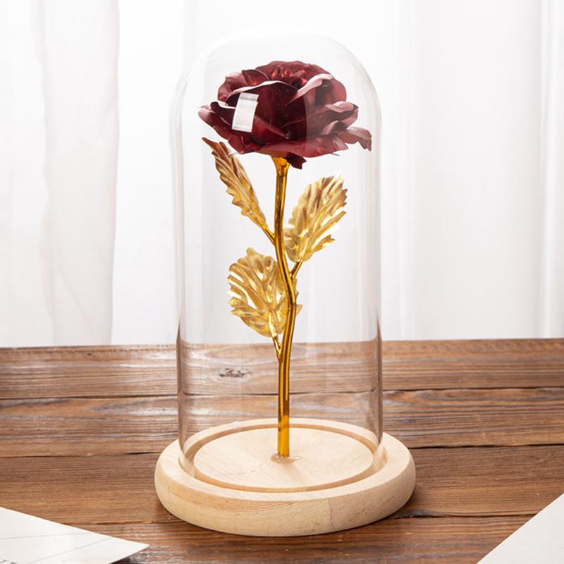 Романтичная вечная роза со светодиодной подсветкой в стеклянном куполе для подарка на День святого Валентина, матери или на Рождество