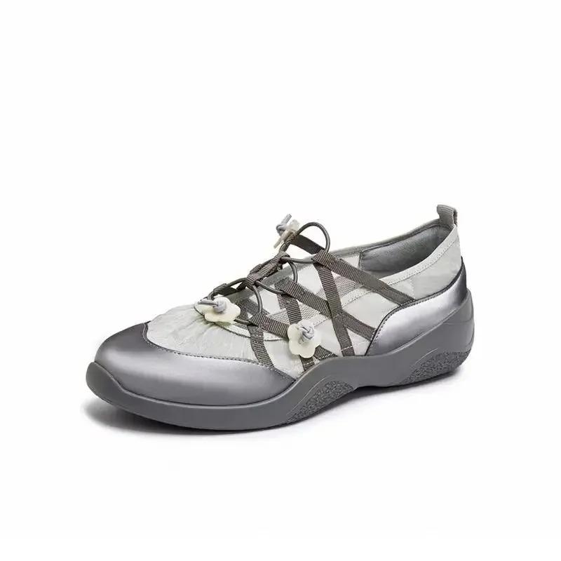 Модные балетки Мэри Джейн Женские Летние Новые На Толстой Подошве Увеличивающие Рост Повседневные Спортивные Туфли Круглый Носок Резиновая Подошва