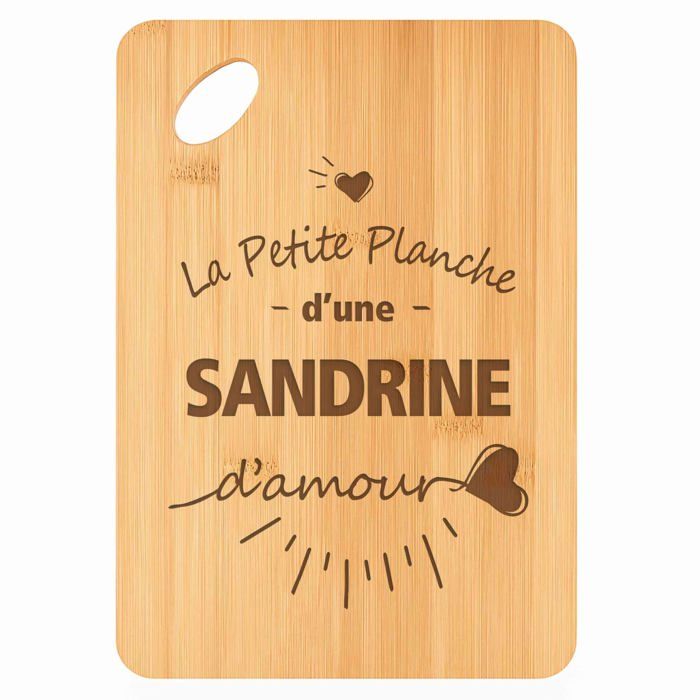 Planche à découper / Plateau apéro - PLANETEE - Sandrine d'Amour - Bambou - 30x20x1 cm - Trou d'accroche Ø24 mm