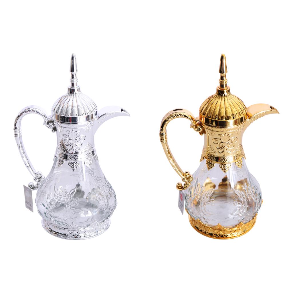 Arabic Coffee Pot Hot Cold Water Bottle Glass Coffee Kettle Home Arabic Tea Pot for Camping Travel Kitchen Festival Eid Mubarak