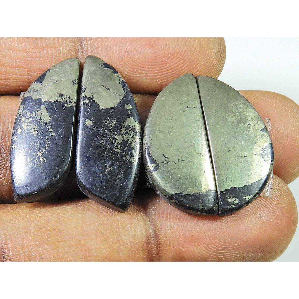 Натуральный Апач Золотой Пирит 2 Подходящая Пара Необычный Кабошон Драгоценный Камень 23-26ММ SK-2159