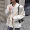 Womens Beige Wool Blend Coat 2026 Fall Winter Double Breasted Notched Collar Midi Length Loose Fit