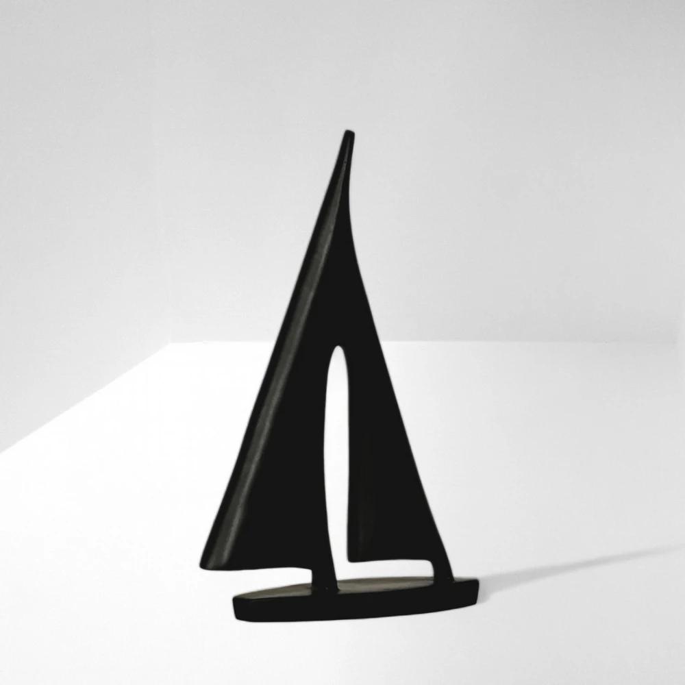 Ship Decorative Figurine Black Small 21cm - Sailboat, Boat, Yacht