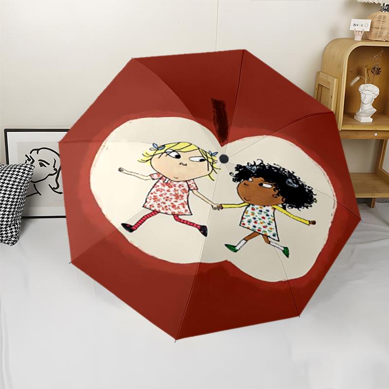 Charlie and Lola Theme Automatic Umbrella, Lightweight & Portable, 8 Rib, Perfect for Outdoor Travel, Birthdays, Christmas, Gifts.
