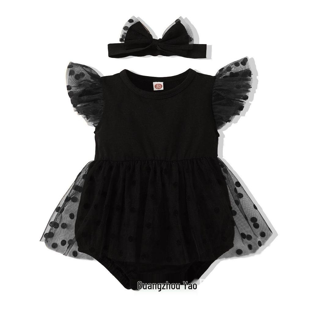 Summer Patchwork Mesh Sleeveless Romper for Baby Girls - Bestseller Triangle Bodysuit