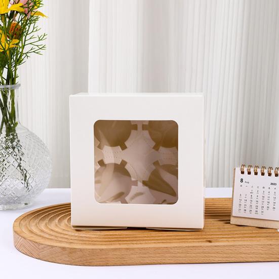 6 Pcs Cupcake Boxes Cupcake Containers Food Grade Material with Window Cookie Boxes Treat Boxes Holiday Wedding Birthday Party Bakery Supplies