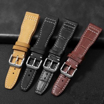 Кожаный ремешок для часов IWC IW326201 / IW377701 Big Pilot Series мужской черный коричневый желтый ремешок из натуральной кожи 22