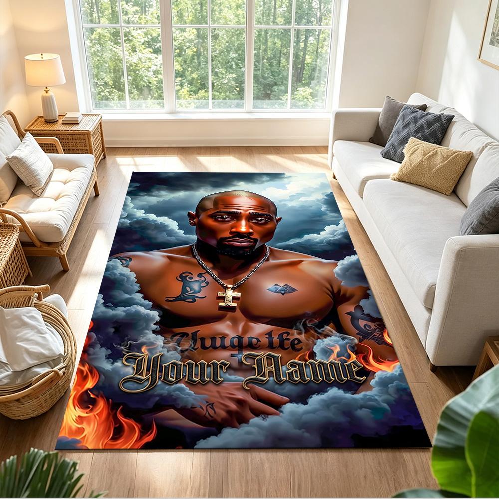 2pac Customize Your Name Carpet Suitable for Decorate room Study room Game Room Playrooms Antislip Carpet Decorate Offices