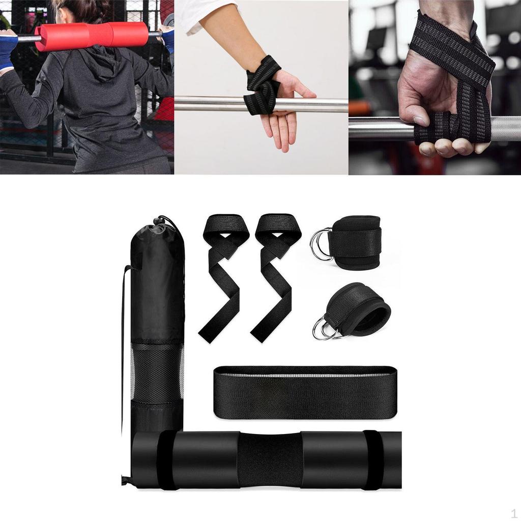 Barbell Squat Pad Set Non Slip Bar Cushion for Lunges Workout Weight Lifting Black