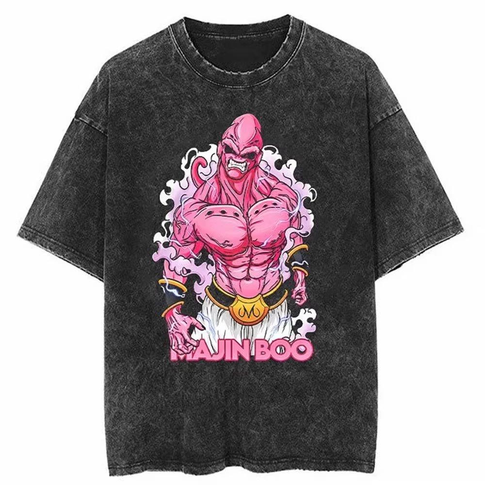 Anime Dragon Ball Goku Printed Tshirt Mens and Womens Washed Tshirt High Quality Vintage Cotton Tshirt Harajuku YK Tops