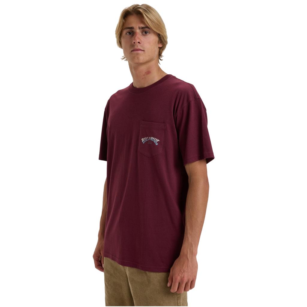 Футболка Billabong Stacked Arch, мужская футболка бордового цвета