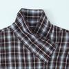 1116 Spring and Autumn Irregular Oblique Placket Plaid Shirt Women's High Neck Retro Top Design Sense Niche Shirt Wholesale
