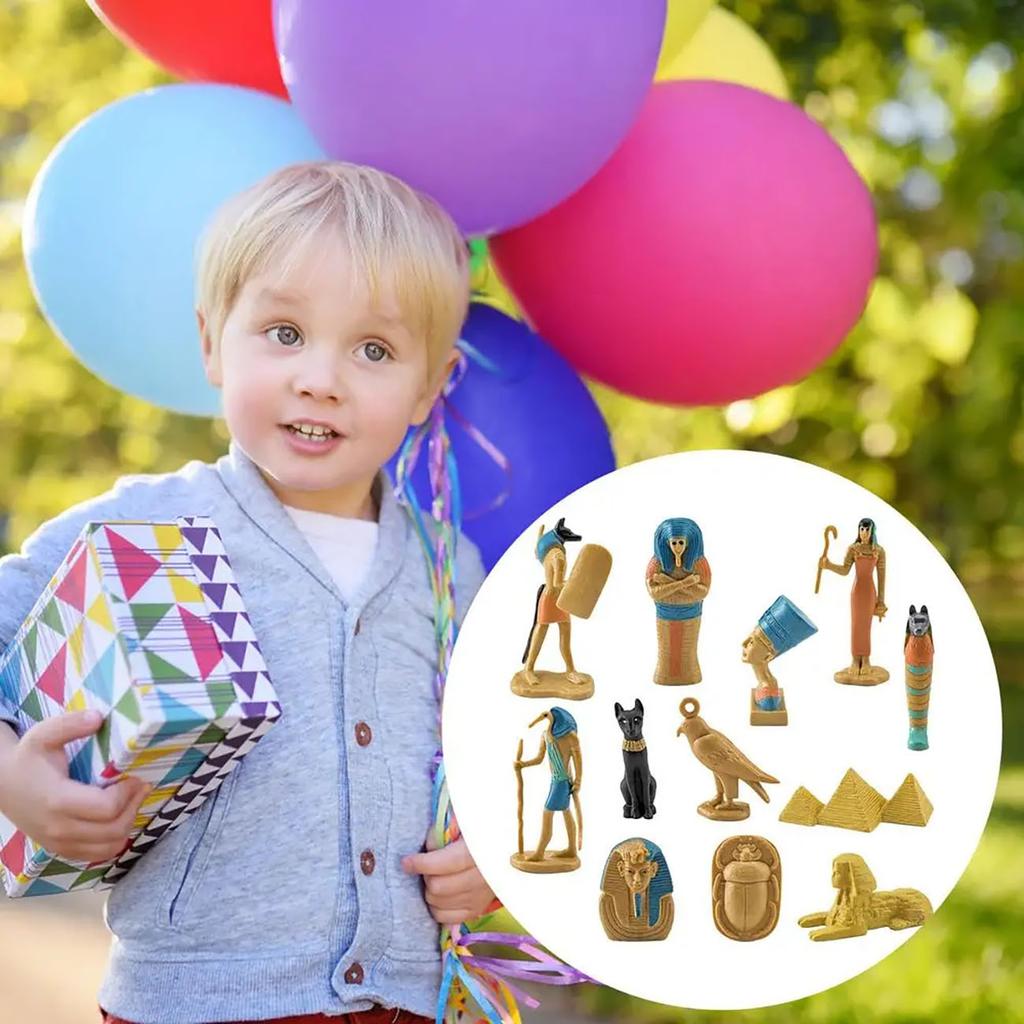 1 Set Of 12 Simulation Egyptian Pyramid Lion Face Like Mummy Box Jack Head Human Body God Toy Model, Suitable For Children Learn